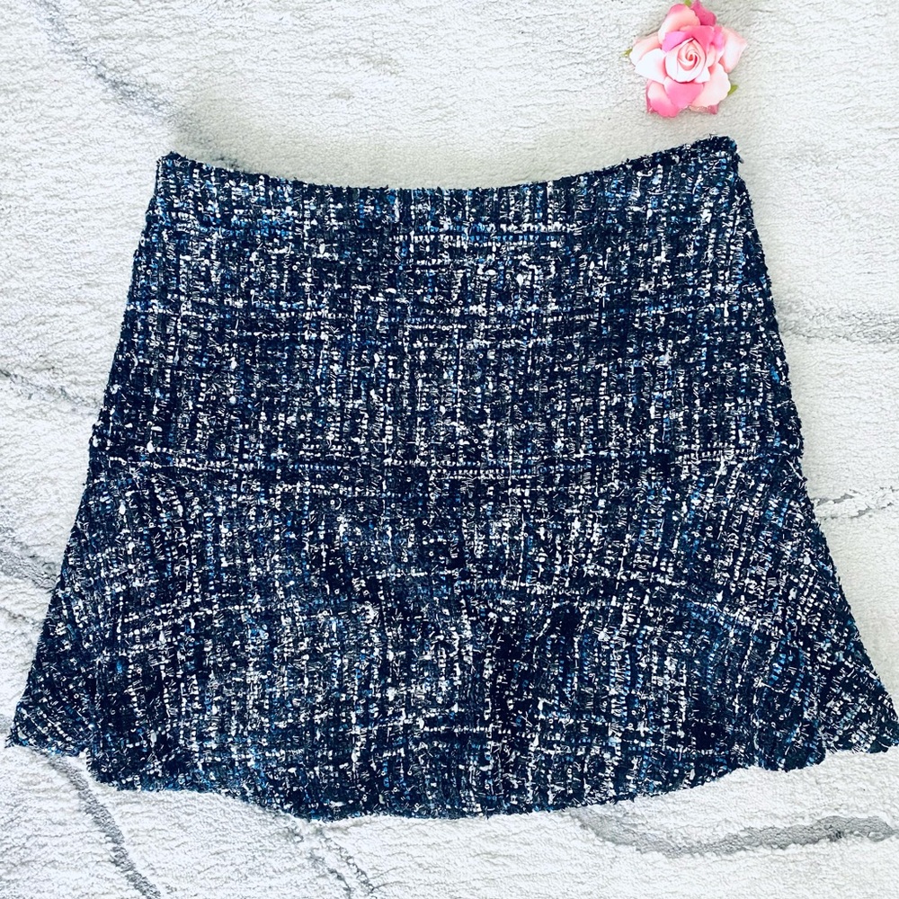 💕Pretty Blue Metallic Tweed Skater Skirt SZ M